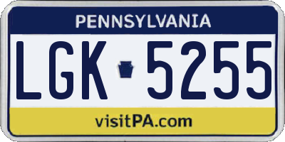 PA license plate LGK5255