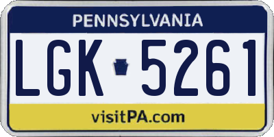 PA license plate LGK5261