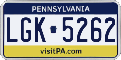 PA license plate LGK5262
