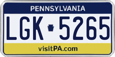 PA license plate LGK5265