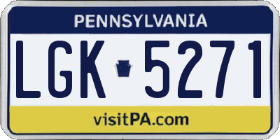 PA license plate LGK5271