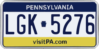 PA license plate LGK5276