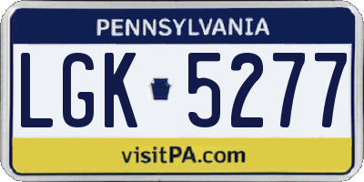 PA license plate LGK5277