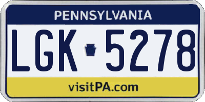 PA license plate LGK5278