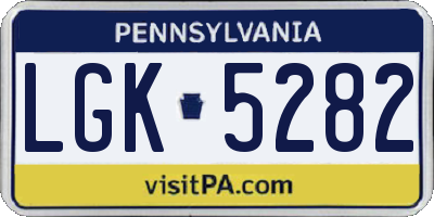 PA license plate LGK5282