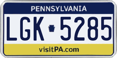 PA license plate LGK5285