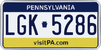 PA license plate LGK5286