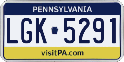 PA license plate LGK5291