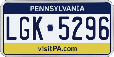 PA license plate LGK5296