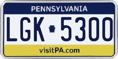PA license plate LGK5300