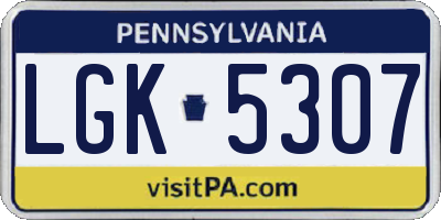 PA license plate LGK5307