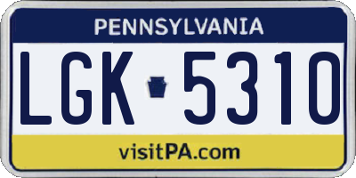 PA license plate LGK5310
