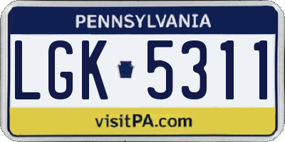 PA license plate LGK5311