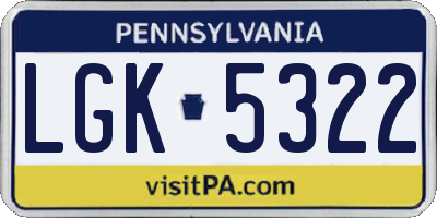 PA license plate LGK5322