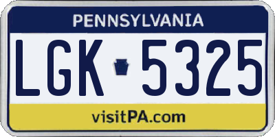 PA license plate LGK5325