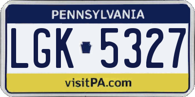 PA license plate LGK5327
