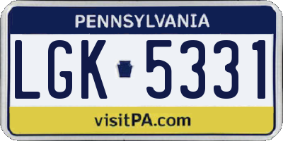 PA license plate LGK5331
