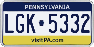 PA license plate LGK5332