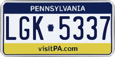 PA license plate LGK5337