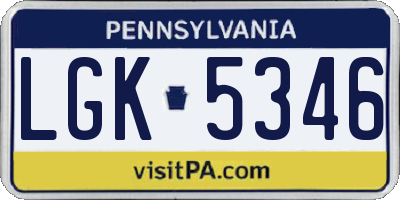 PA license plate LGK5346