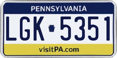 PA license plate LGK5351