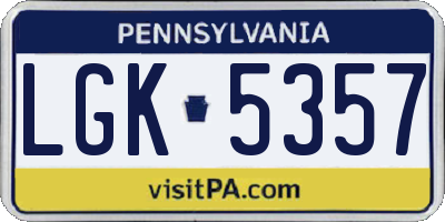 PA license plate LGK5357