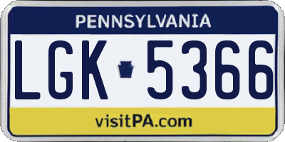 PA license plate LGK5366