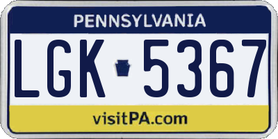 PA license plate LGK5367