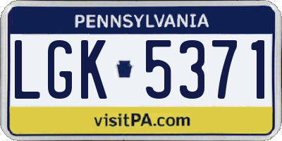 PA license plate LGK5371