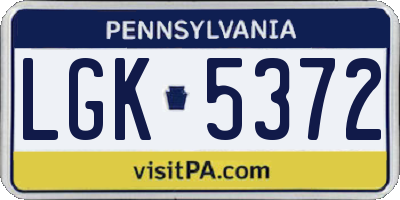 PA license plate LGK5372