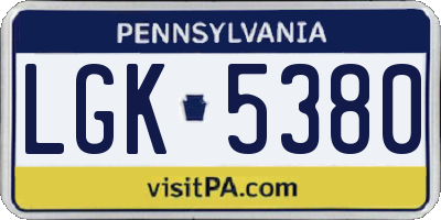 PA license plate LGK5380