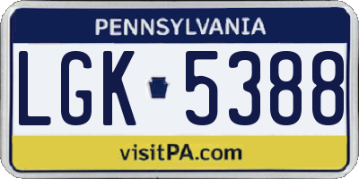 PA license plate LGK5388
