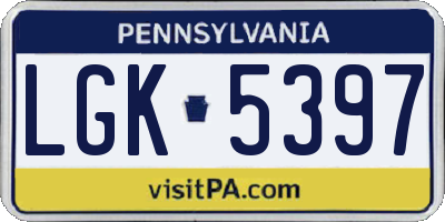 PA license plate LGK5397
