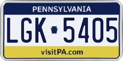 PA license plate LGK5405