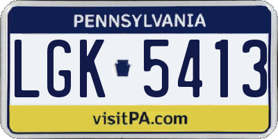 PA license plate LGK5413