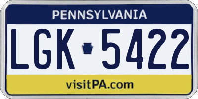 PA license plate LGK5422