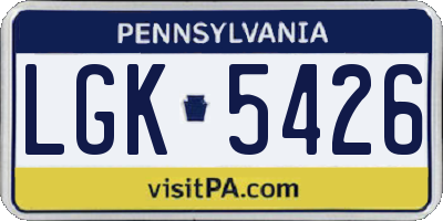 PA license plate LGK5426