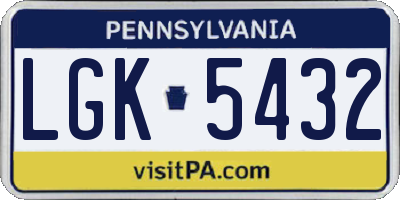 PA license plate LGK5432