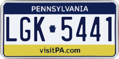 PA license plate LGK5441