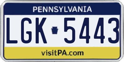 PA license plate LGK5443