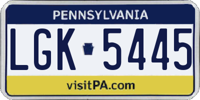 PA license plate LGK5445