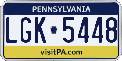 PA license plate LGK5448