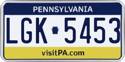 PA license plate LGK5453