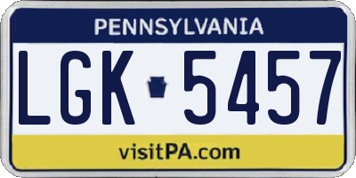 PA license plate LGK5457