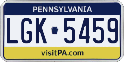 PA license plate LGK5459