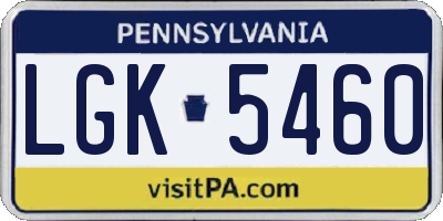 PA license plate LGK5460
