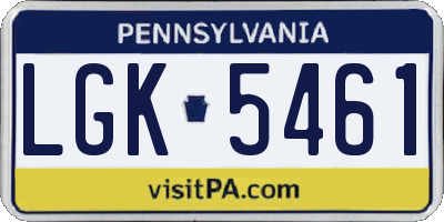 PA license plate LGK5461