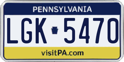 PA license plate LGK5470