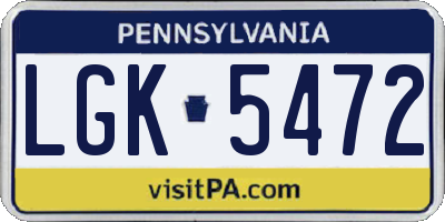 PA license plate LGK5472
