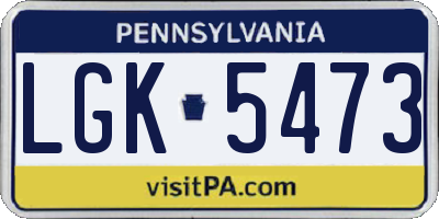 PA license plate LGK5473